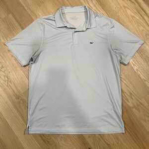 Vineyard Vines Shirt Performance Golf Polo Men's Size L Whale AOP Short Sleeve